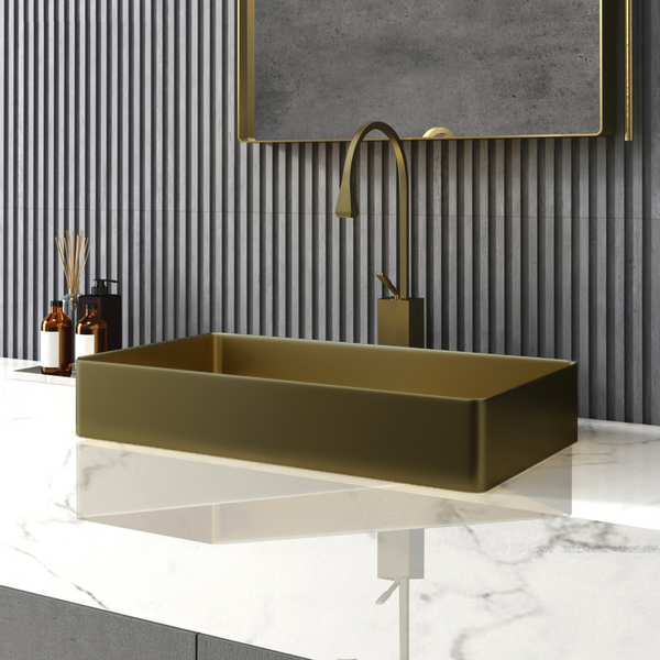 Bassino Modern Stainless Steel Wash Basin | Stylish Countertop Wash Basin for Bathroom–500x350x120 mm Bronze