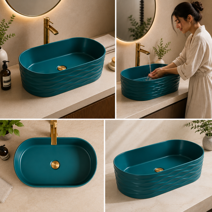Aqua Green Ceramic Table Top Wash Basin