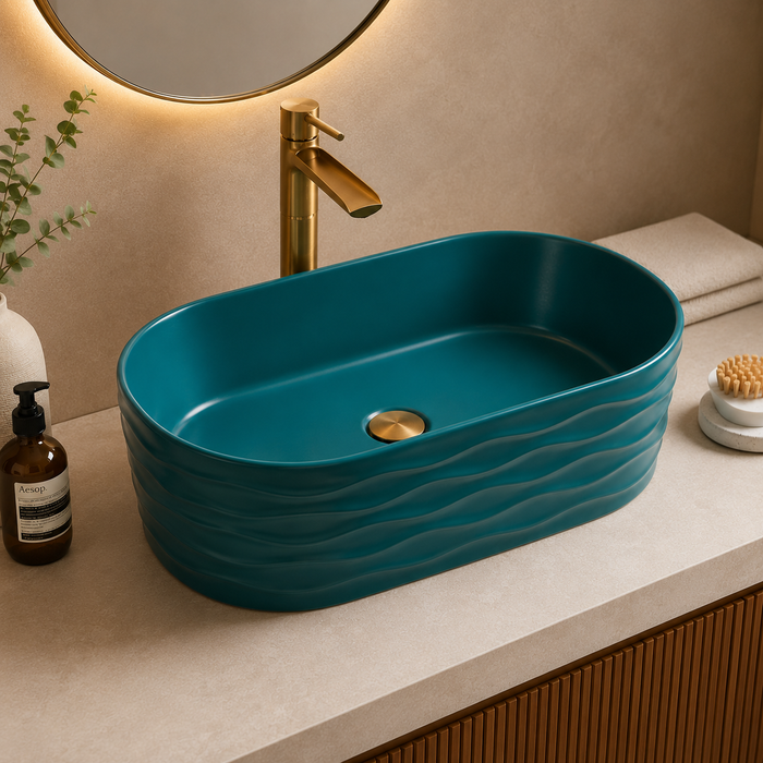 Aqua Green Ceramic Table Top Wash Basin