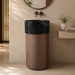 Artificial Stone Pedestal Basin – Black Marble & Wooden Texture 