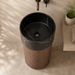 Artificial Stone Pedestal Basin – Black Marble & Wooden Texture 