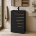 Artificial Stone Pedestal Basin – Black with Gold Line Design 