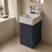 Artificial Stone Rectangle Pedestal Basin – White & Blue 