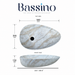 Asymmetric oval marble pattern table top wash basin 22 x 14 x 5.1 inch with white and beige veining for modern bathroom countertop
