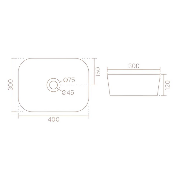 Luxury Modern Ceramic White Rectangular Table Top Basin (BOLT 16") (400x300x120mm)