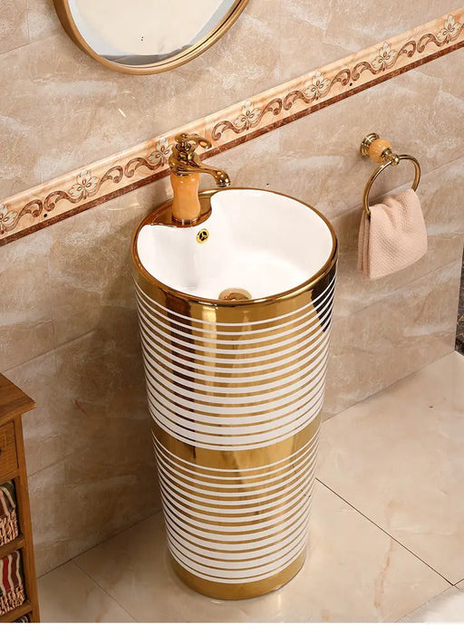 Ceramic Pedestal Wash Basin,BPB-501,size-16x16x34 Inch