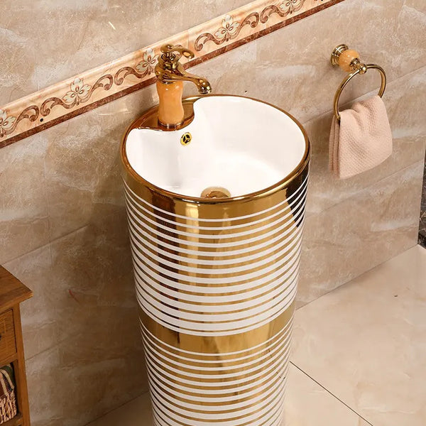 Ceramic Pedestal Wash Basin,BPB-501,size-16x16x34 Inch