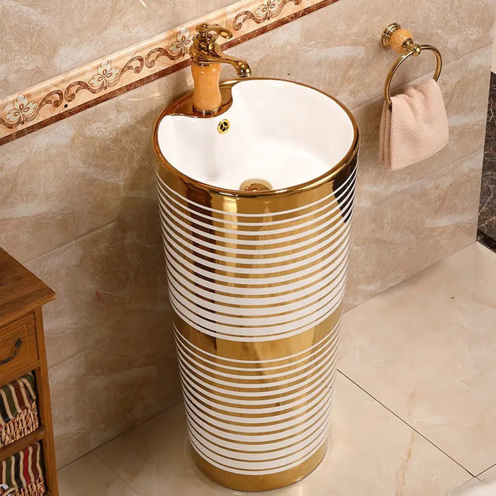 Ceramic Pedestal Wash Basin,BPB-501,size-16x16x34 Inch