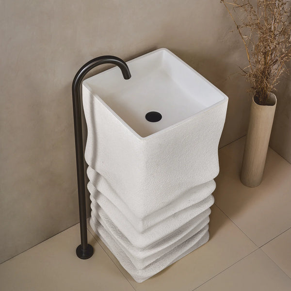Artificial Stone Pedestal Wash Basin-BPB-641,size-17x17x34 Inch
