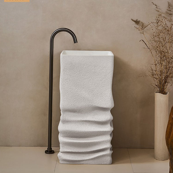Artificial Stone Pedestal Wash Basin-BPB-641,size-17x17x34 Inch
