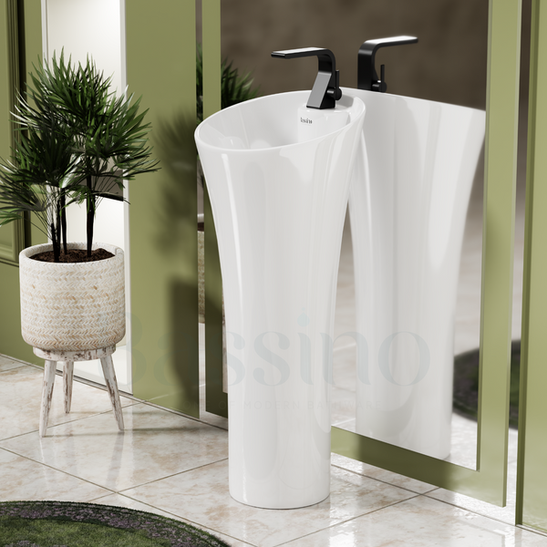 Ceramic Pedestal Wash Basin,BPB-753,size-15x15x34 Inch