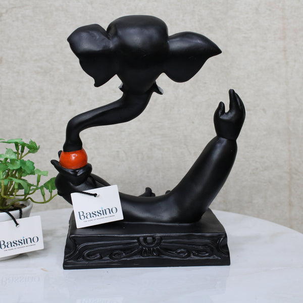 Lord Ganesha Black idol/statue for home and office,table top decor item,Hindu Religious Statue