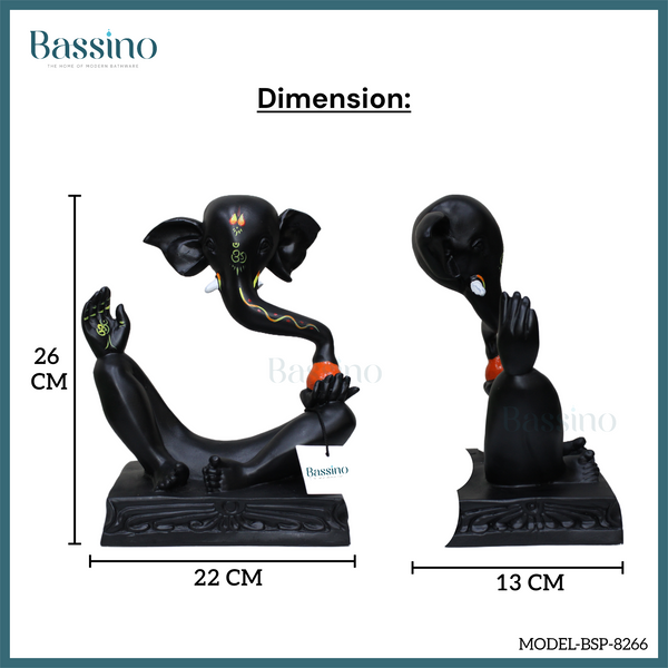 Lord Ganesha Black idol/statue for home and office,table top decor item,Hindu Religious Statue