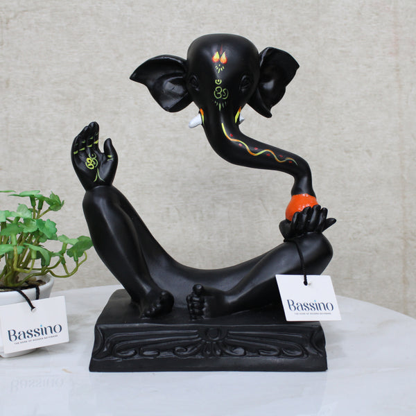 Lord Ganesha Black idol/statue for home and office,table top decor item,Hindu Religious Statue