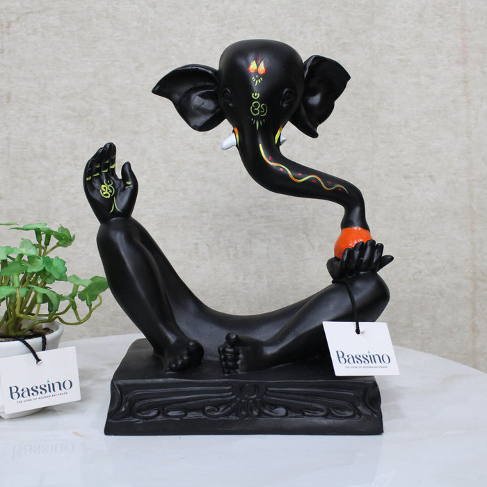Lord Ganesha Black idol/statue for home and office,table top decor item,Hindu Religious Statue