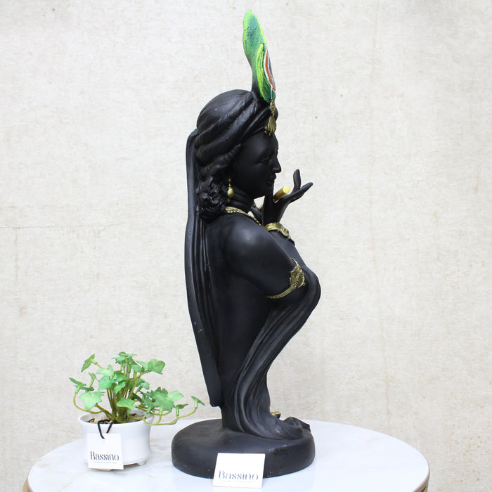 Lord Krishna with flute Black idol/statue for home and office,table top decor item,Hindu Religious Statue