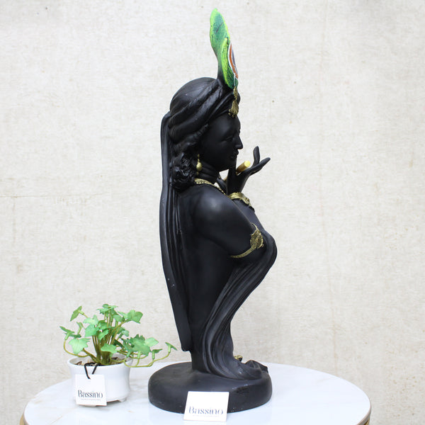Lord Krishna with flute Black idol/statue for home and office,table top decor item,Hindu Religious Statue