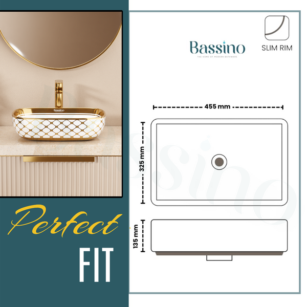 Premium Designer Table Top Wash Basin (18x13x5.5 In) BTT-1014