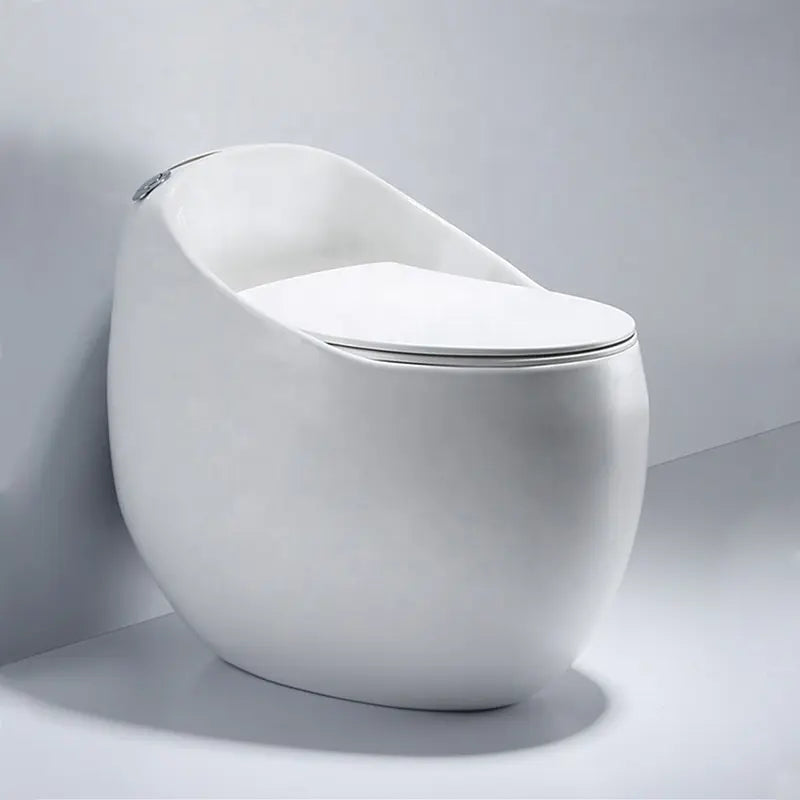 Bassino Floor Mounted Syphonic Closet One Piece Water Closet Ceramic Western Toilet Seat-Western Commode Toilet Seat/European Toilet Seat for Lavatory Glossy White Shape (S Trap Outlet is from Floor) (Size : 660x470x620mm)