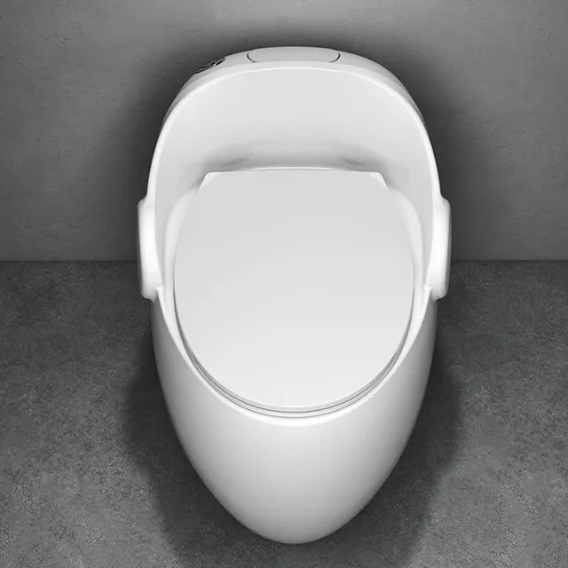 Bassino Floor Mounted Syphonic Closet One Piece Water Closet Ceramic Western Toilet Seat-Western Commode Toilet Seat/European Toilet Seat for Lavatory White Glossy Egg Shape (S Trap Outlet is from Floor) (Size : 660x515x615mm)