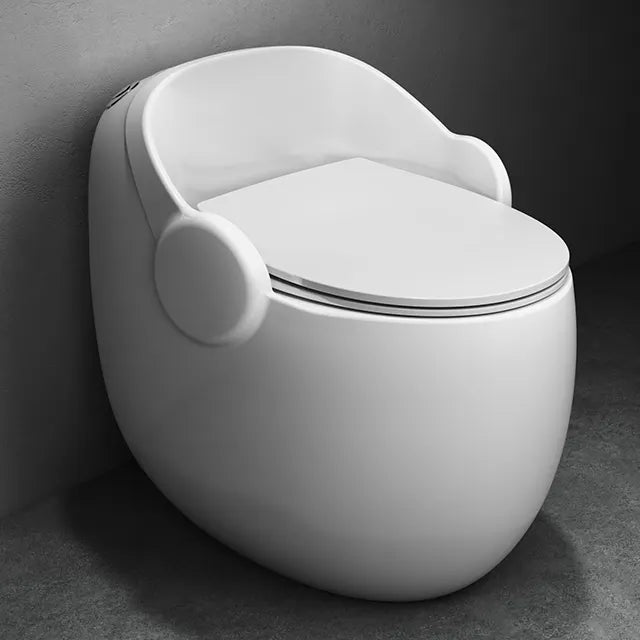 Bassino Floor Mounted Syphonic Closet One Piece Water Closet Ceramic Western Toilet Seat-Western Commode Toilet Seat/European Toilet Seat for Lavatory White Glossy Egg Shape (S Trap Outlet is from Floor) (Size : 660x515x615mm)