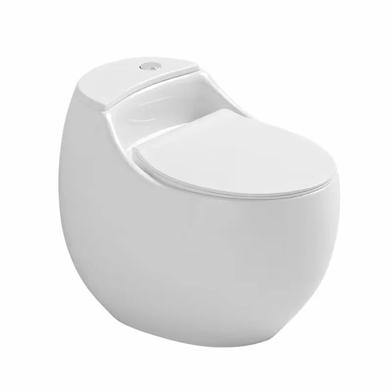 Bassino Floor Mounted Syphonic Closet One Piece Water Closet Ceramic Western Toilet Seat-Western Commode Toilet Seat/European Toilet Seat for Lavatory Glossy White Grey Egg Shape (S Trap Outlet is from Floor) (Size : 710x480x580mm)