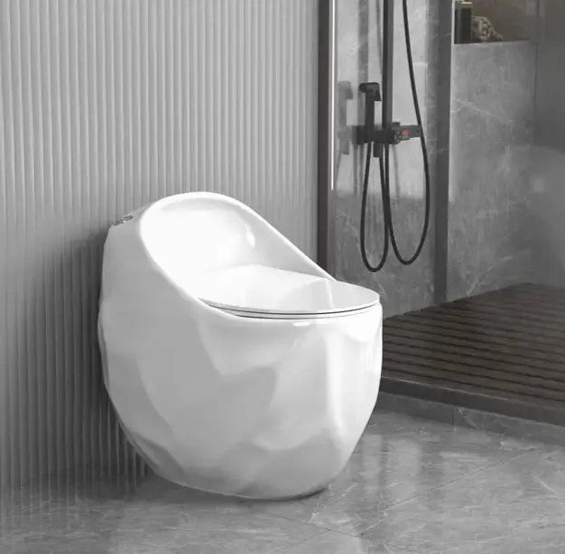 Bassino Floor Mounted Syphonic Closet One Piece Water Closet Ceramic Western Toilet Seat-Western Commode Toilet Seat/European Toilet Seat for Lavatory Glossy White Shape (S Trap Outlet is from Floor) (Size : 670x470x625mm)