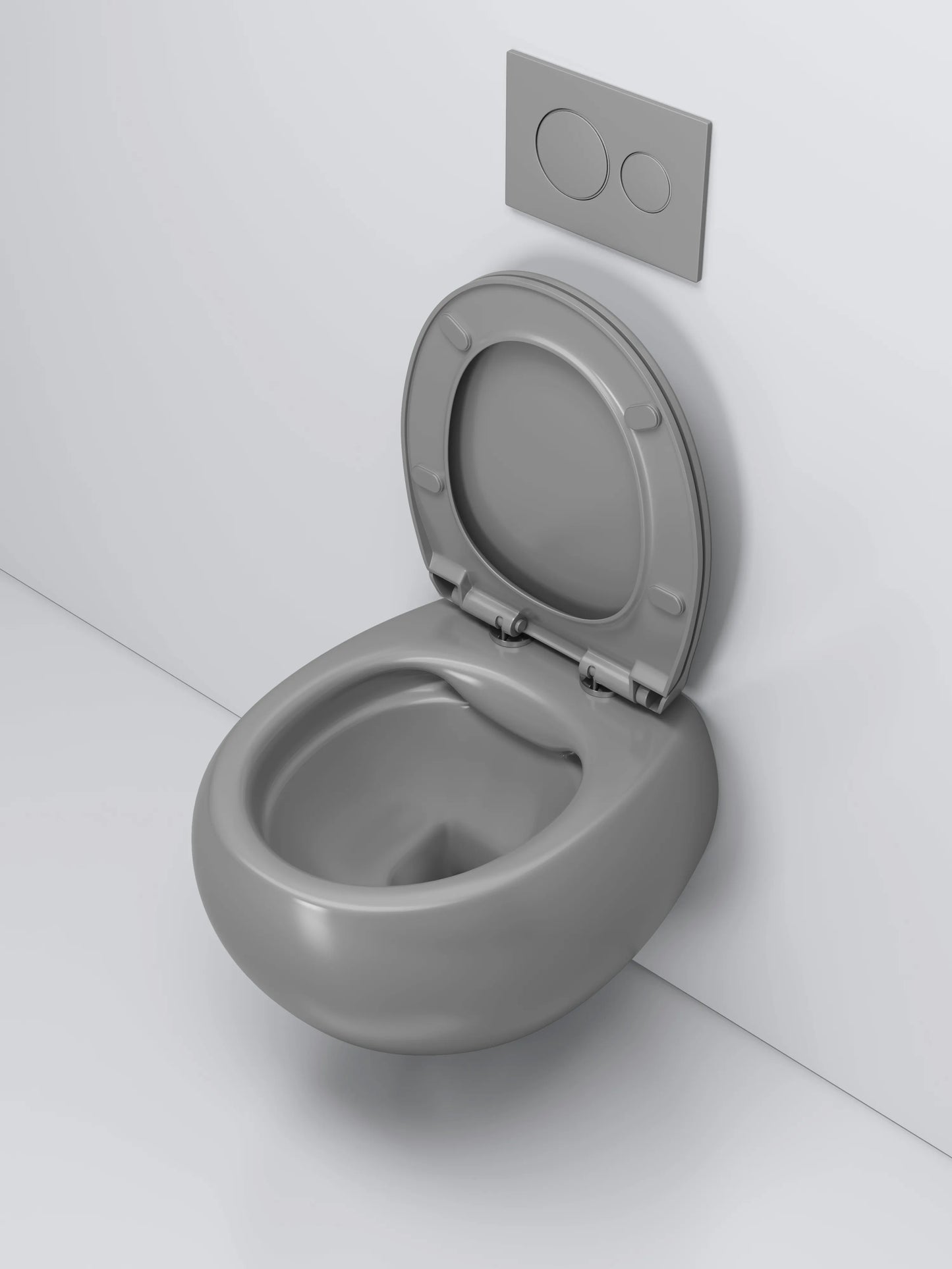 Bassino Ceramic Wall Mount/Wall Hung Western Toilet/Commode/Water Closet /European Commode P Trap Outlet Is From WALL With Soft Close Seat Cover For Bathrooms (Size : 500*365*350mm) GLOSSY GREY HIGH TEMPERATURE