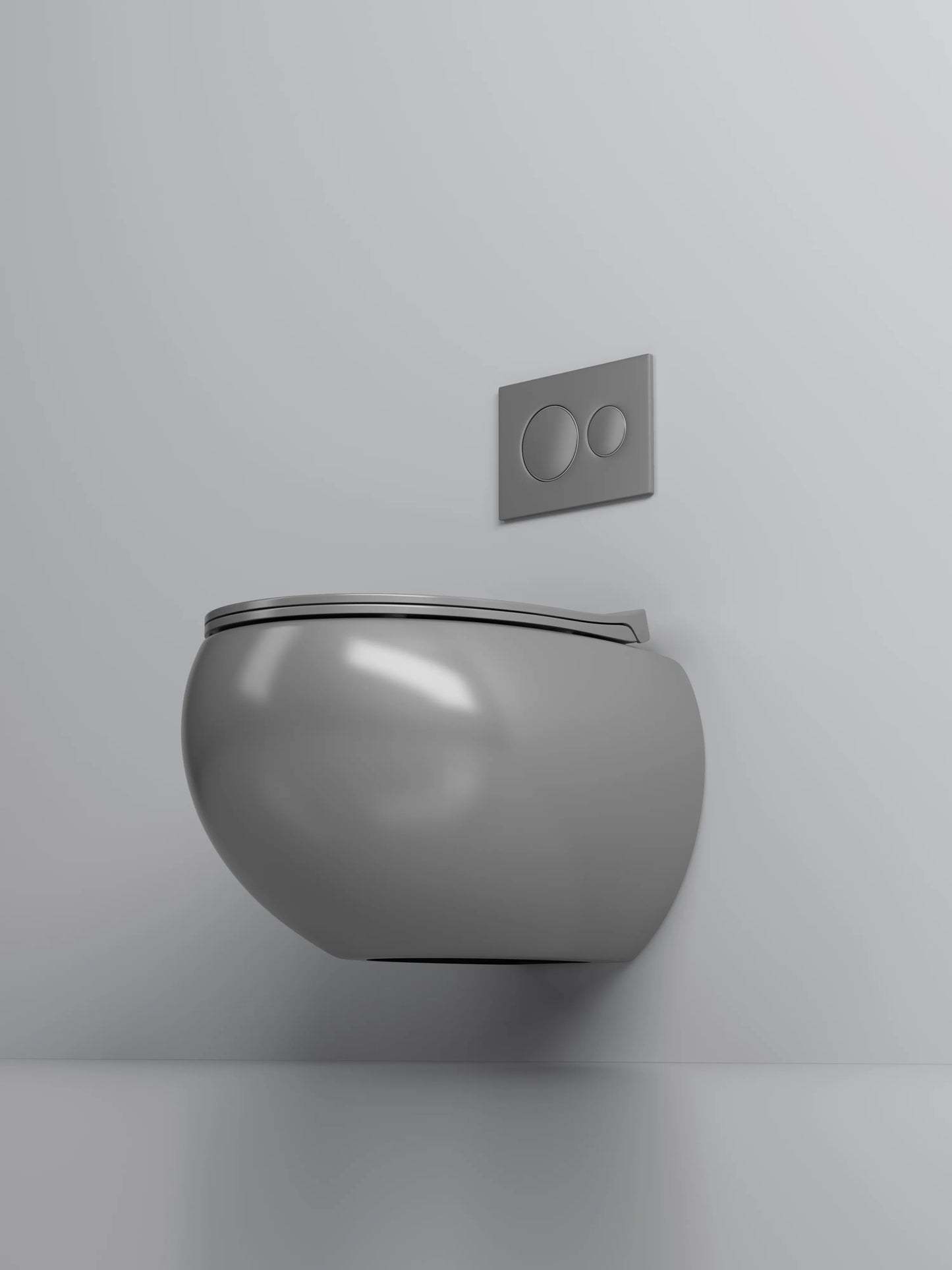 Bassino Ceramic Wall Mount/Wall Hung Western Toilet/Commode/Water Closet /European Commode P Trap Outlet Is From WALL With Soft Close Seat Cover For Bathrooms (Size : 500*365*350mm) GLOSSY GREY HIGH TEMPERATURE