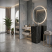 Bassino 15.7" Black Marble Pedestal Basin