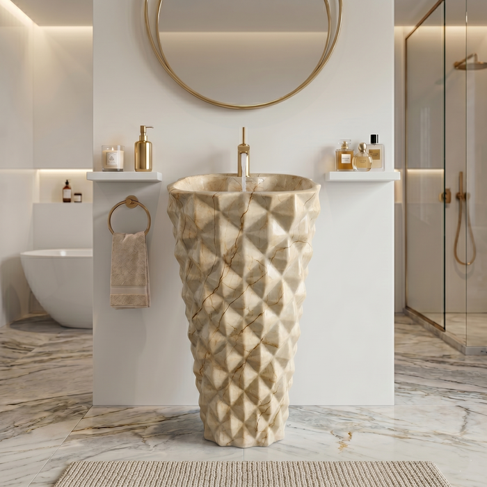 Bassino 15.7" Geometric Sculpted Pedestal Basin