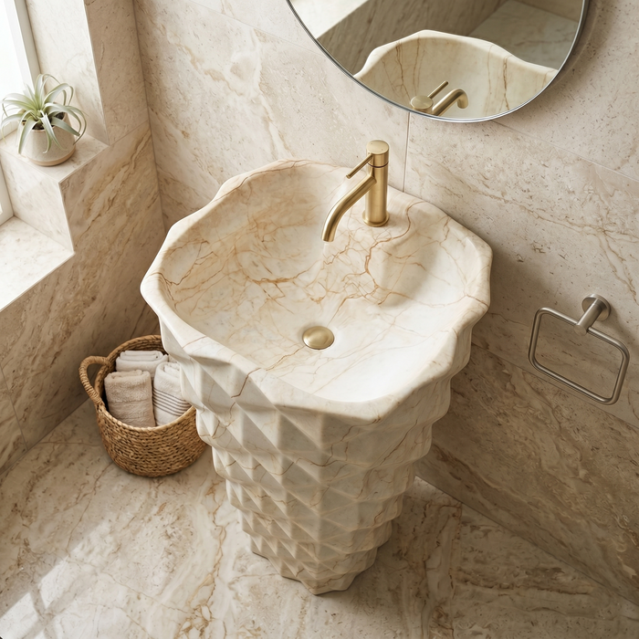 Bassino 15.7" Geometric Sculpted Pedestal Basin