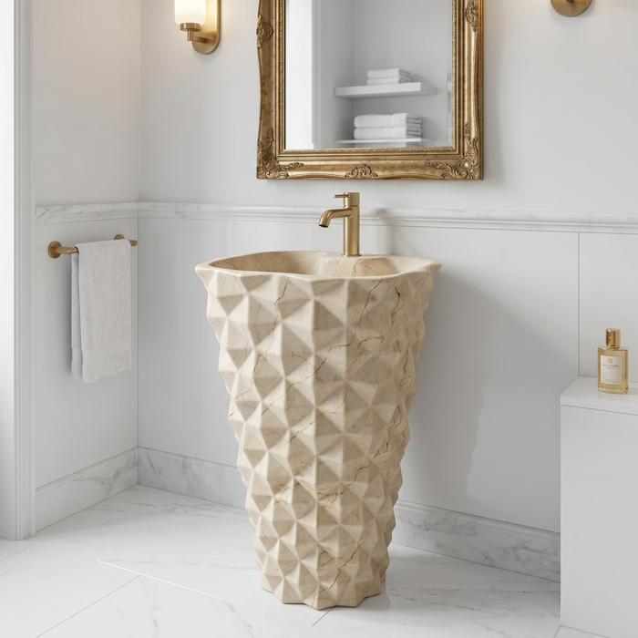 Bassino 15.7" Geometric Sculpted Pedestal Basin