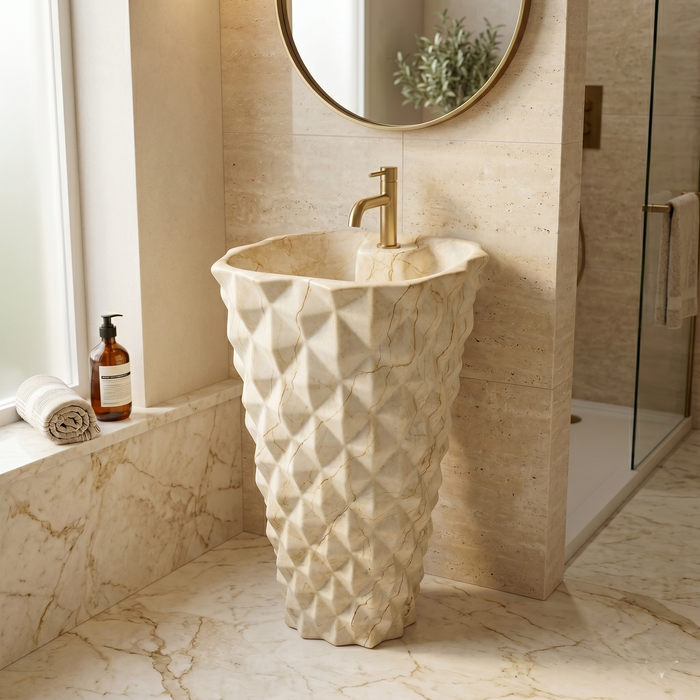 Bassino 15.7" Geometric Sculpted Pedestal Basin