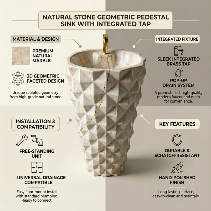 Bassino 15.7" Geometric Sculpted Pedestal Basin