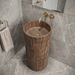 Bassino 15.7" Round Wood-Textured Pedestal Basin 