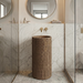 Bassino 15.7" Round Wood-Textured Pedestal Basin 