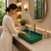 Bassino 24" Green Rectangular Countertop Wash Basin