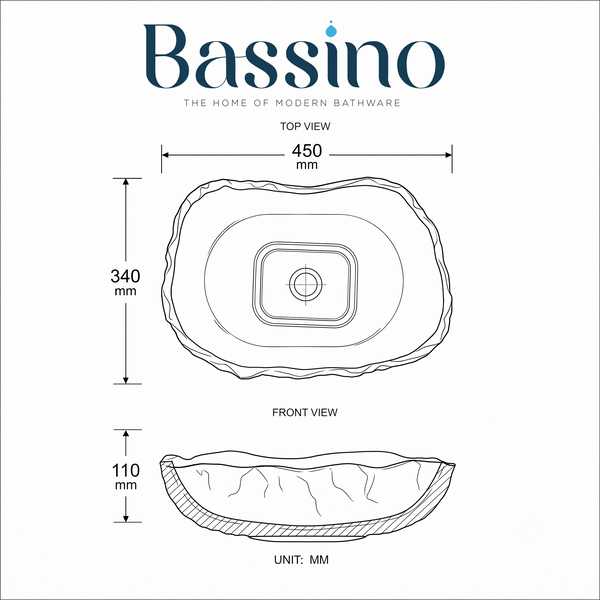 Blue Textured Glass Table Top Wash Basin – 450 × 340 × 110 mm Designer Countertop Basin for Modern Luxury Bathrooms