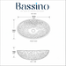 Bassino 510 x 355 x 150 mm clear textured glass table top wash basin, 20 inch oval designer countertop basin for modern luxury bathrooms