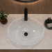 Bassino 510 x 355 x 150 mm clear textured glass table top wash basin, 20 inch oval designer countertop basin for modern luxury bathrooms