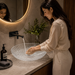 Bassino 510 x 355 x 150 mm clear textured glass table top wash basin, 20 inch oval designer countertop basin for modern luxury bathrooms