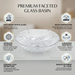 Bassino 510 x 355 x 150 mm clear textured glass table top wash basin, 20 inch oval designer countertop basin for modern luxury bathrooms