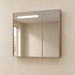 Bassino 800 mm wall-mounted plywood bathroom vanity set with white ceramic basin, two sliding drawers, one door and sensor LED mirror cabinet