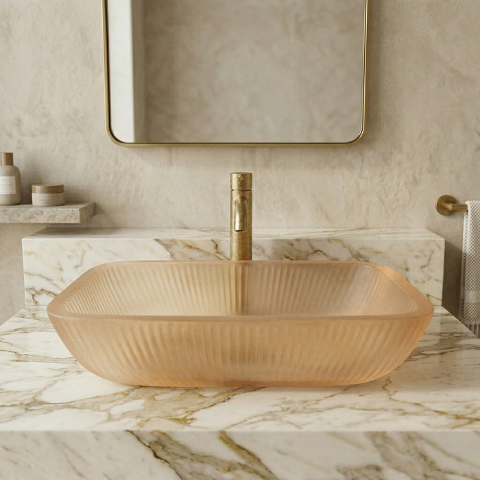 Bassino Beige Frosted Glass Countertop Wash Basin