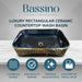 Bassino Black & Gold Ceramic Countertop rectangle Wash Basin 