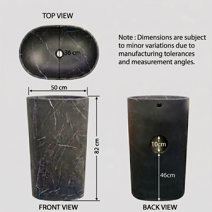 Bassino Black Marble Effect Pedestal Basin