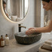 Bassino Black Marble Oval Countertop Textured Wash Basin 