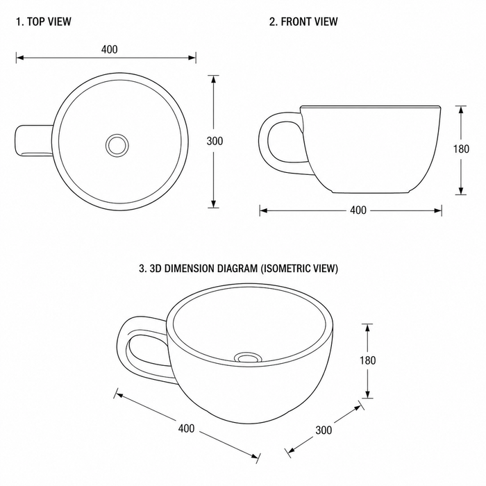 Bassino Cup-Shaped Countertop Wash Basin