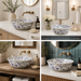 Bassino Floral Art Round Countertop Wash Basin